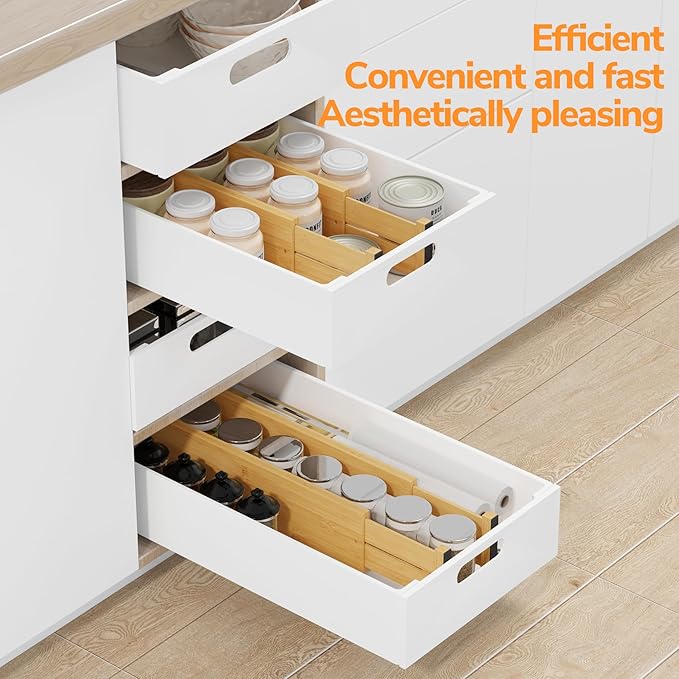 4" High Drawer Dividers Bamboo Separators Organization Expandable Organizers