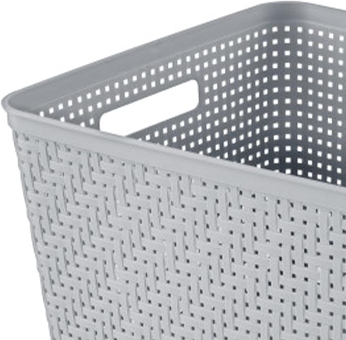 18 Pack Plastic Storage Bin Organization Containers, Tall Baskets, Cement