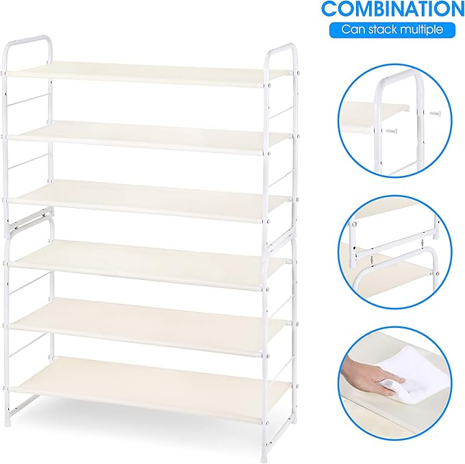 Simple Trending 3-Tier Stackable Shoe Rack, White