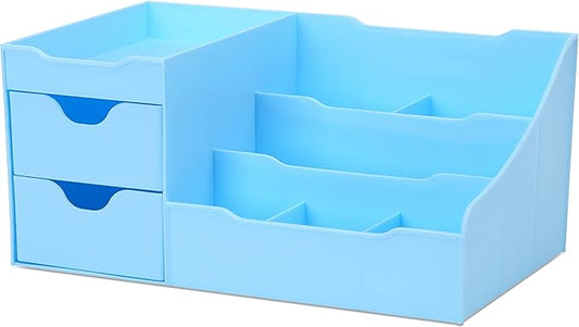 Uncluttered Designs Makeup Organizer With Drawers, Blue