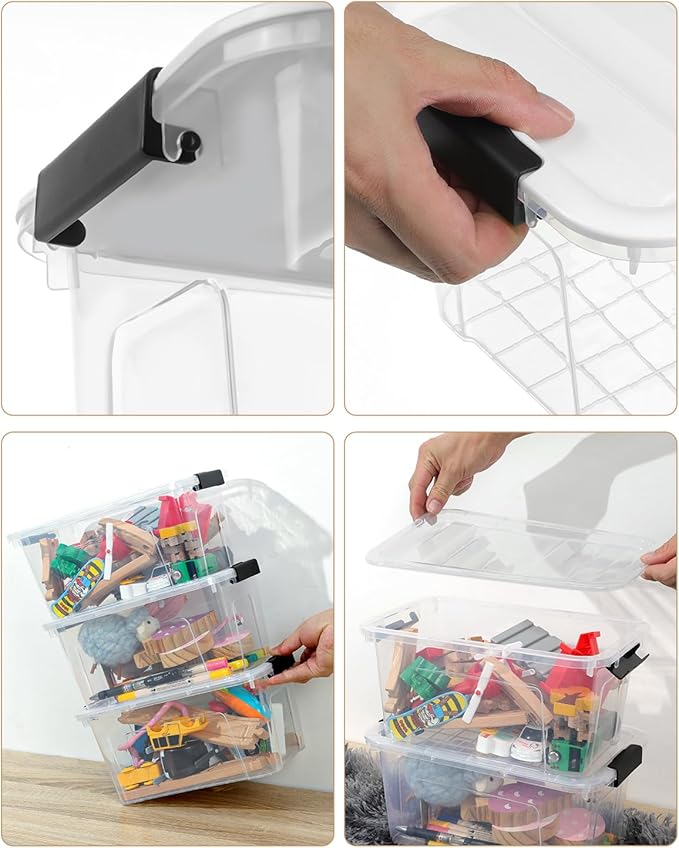 Plastic Storage Bins with Lids 6 Pack, Clear
