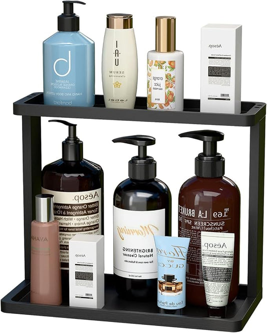 Bamboo Bathroom Organizer Countertop, Kitchen –Black