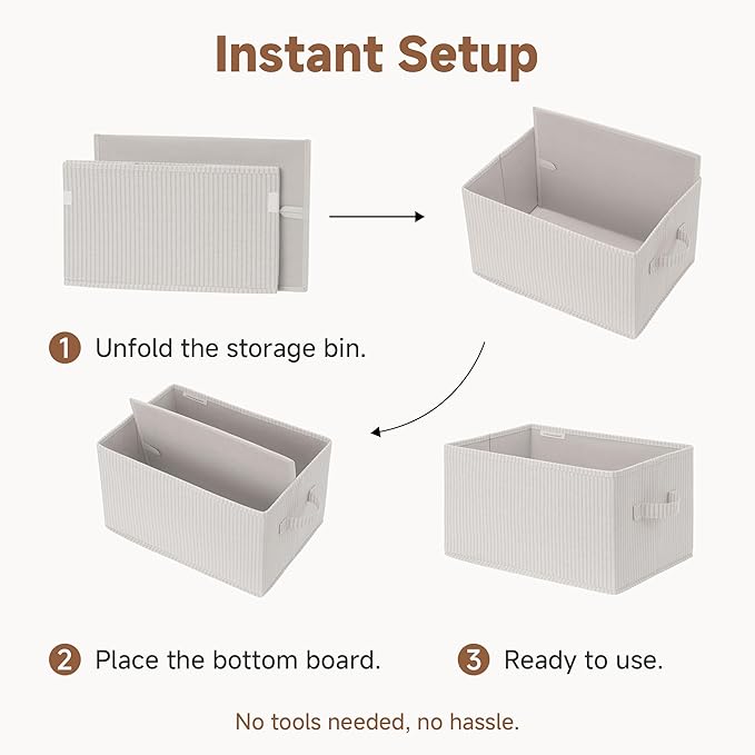 Foldable Shelf Organizer Bins, Closet Storage Baskets for Clothes, Large