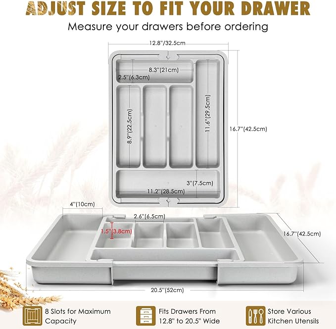 Heavy Duty Silverware Organizer for Kitchen Drawer & Utensils