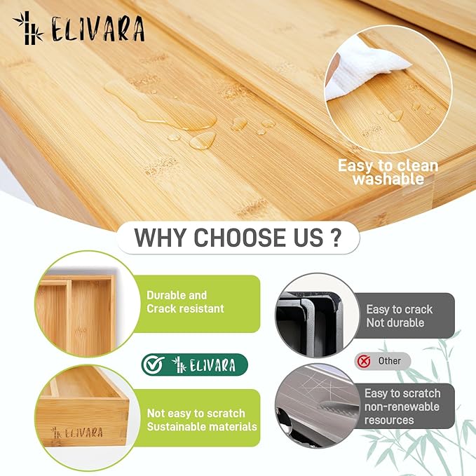 100% Bamboo Expandable Drawer Organizer