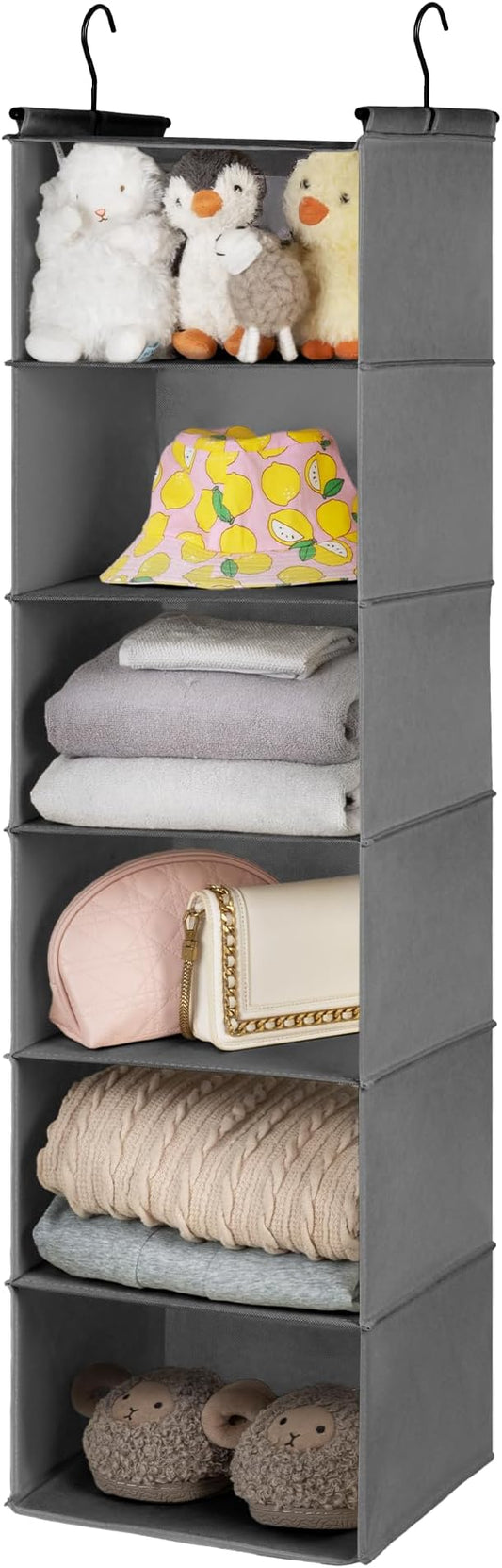 SAYS 6 Shelf Hanging Closet Organizers and Storage, Dark Gray