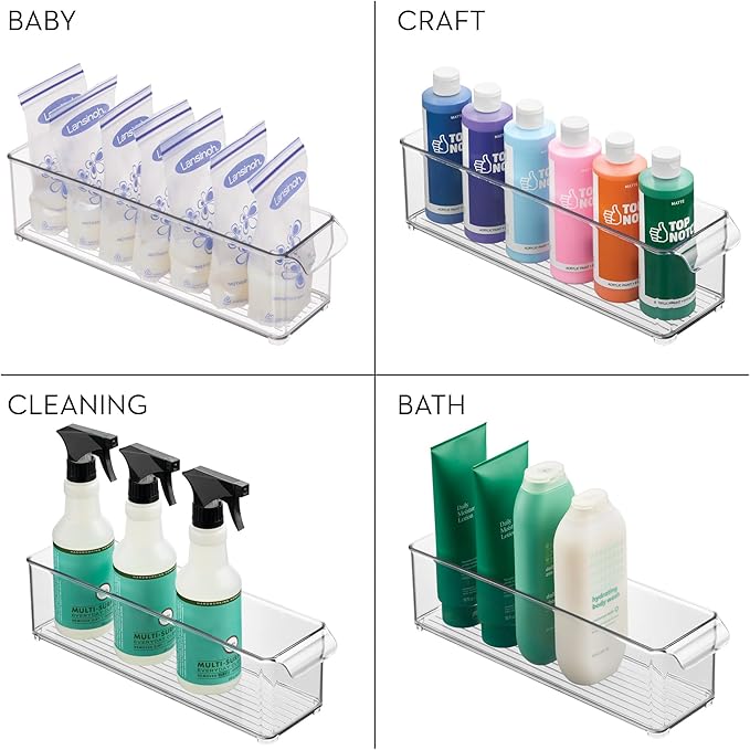 iDesign Stackable Fridge Storage Bin with Handle - Fridge and Freezer Organizer Bin - Set of 3 - Clear