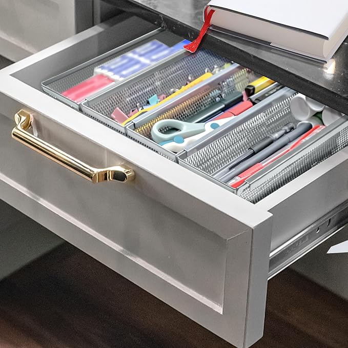 4PCS Drawer Organizer for Kitchen, 12 * 3 * 2 Inches,Grey
