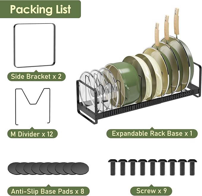 Pot Rack Pan Organizer inside Cabinet