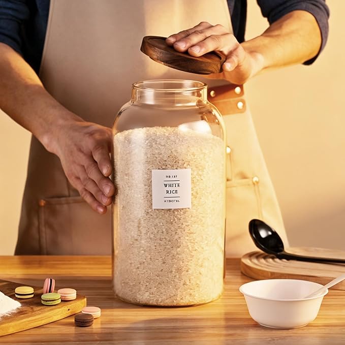 2 PCS Large Glass Jar With Lid，Glass Food Storage Jars for Flour,Sugar,Coffee,Rice, Walnut，Nutsand More(1 gallon/4000 ml)