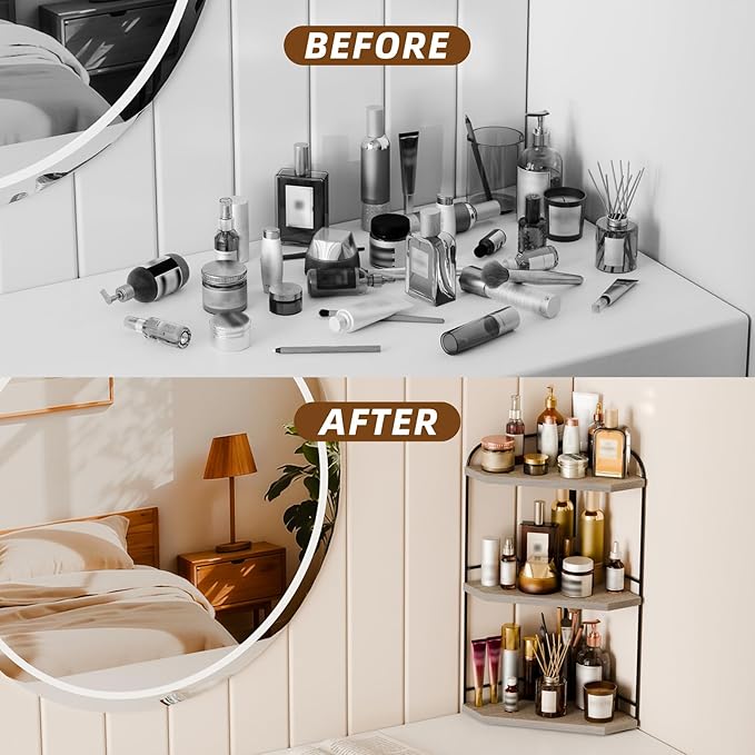 Corner Bathroom Counter Organizer, Grey