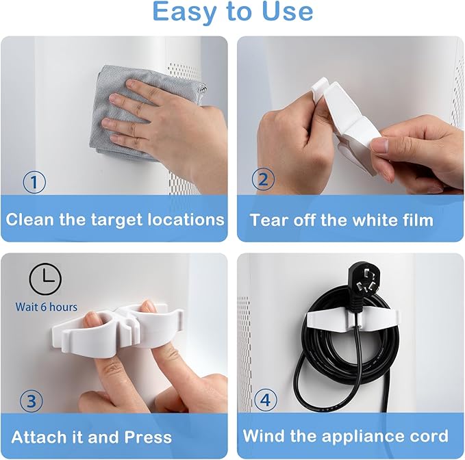 Lancord Cord Organizer for Appliances, 8 Pack Upgraded Kitchen Appliance Cord Organizer Stick On Appliance Wire Organizer Wire Wrapper for Kitchen Appliances Mixers, Coffee Maker, Pressure Cooker