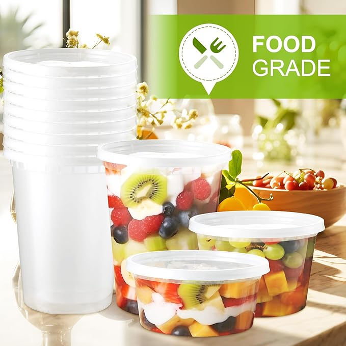 50 Set Deli Containers With Lids, [16oz 32oz] Combo Plastic Food Storage