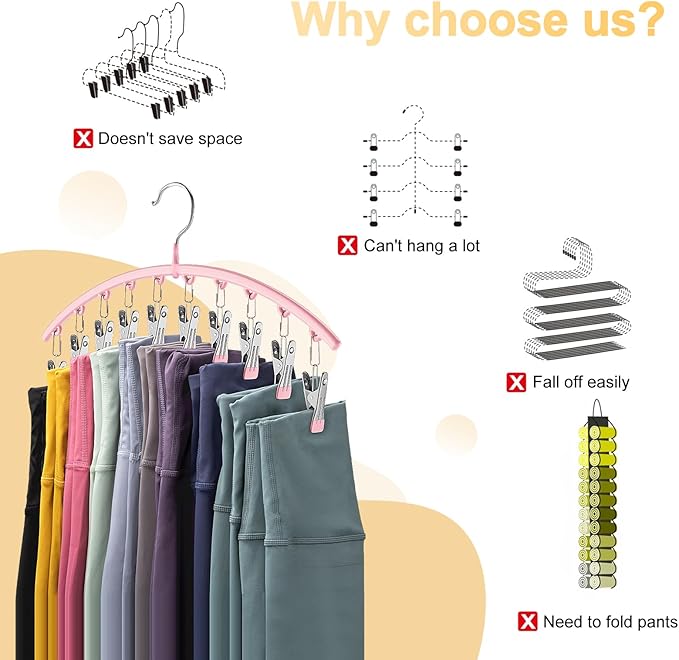Legging Organizer for Closet, Pink