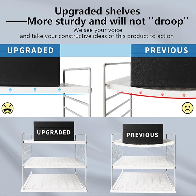 Upgraded Cabinet Organizers - Divided Compartment Holder for Plastic Bag, Wrap, Foil, Snack and Box - Kitchen Organization Under Sink Storage Suitable