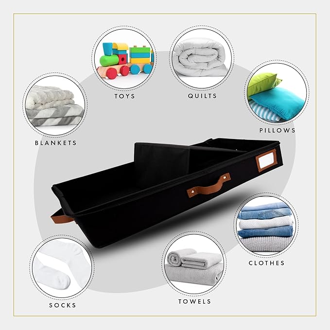 THEORY 2pc Low Profile Under Bed Storage Containers, Black