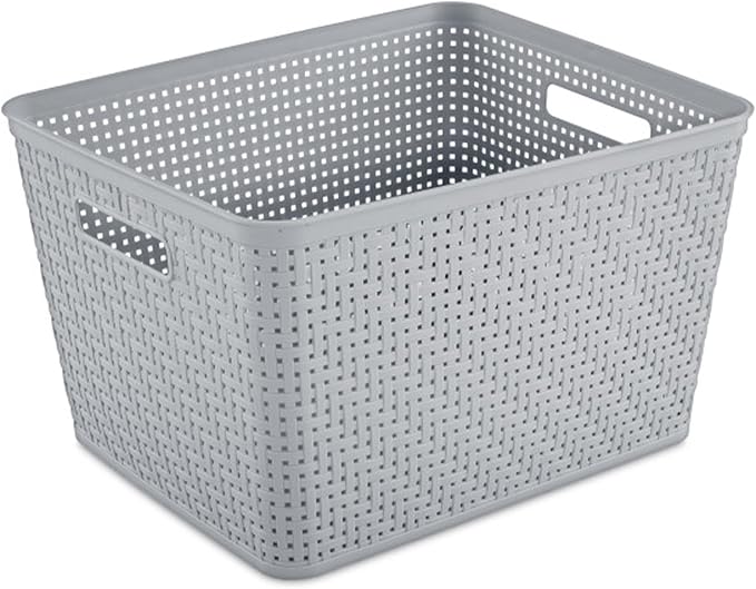 18 Pack Plastic Storage Bin Organization Containers, Tall Baskets, Cement