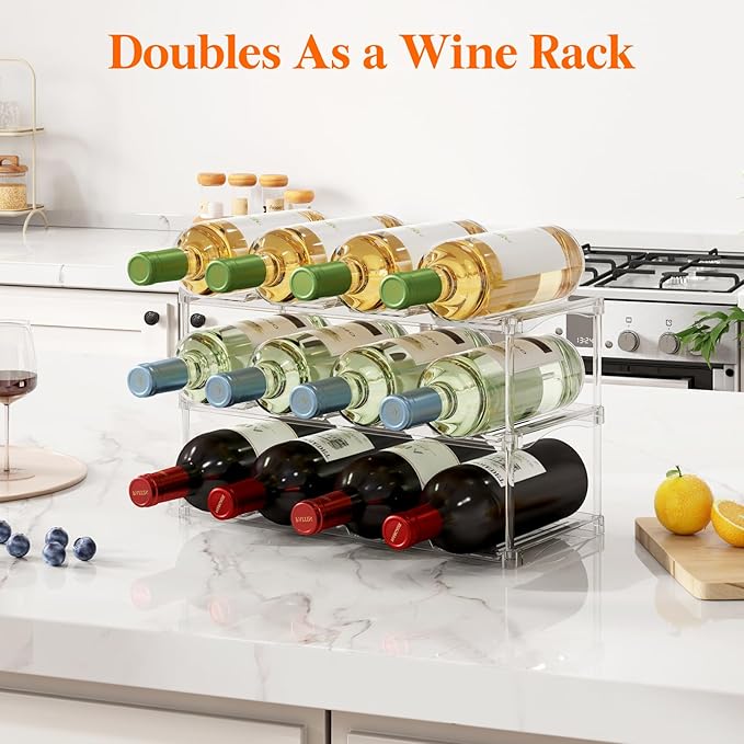 Stackable Bottle Storage Organizer, 3Tier Hold 12
