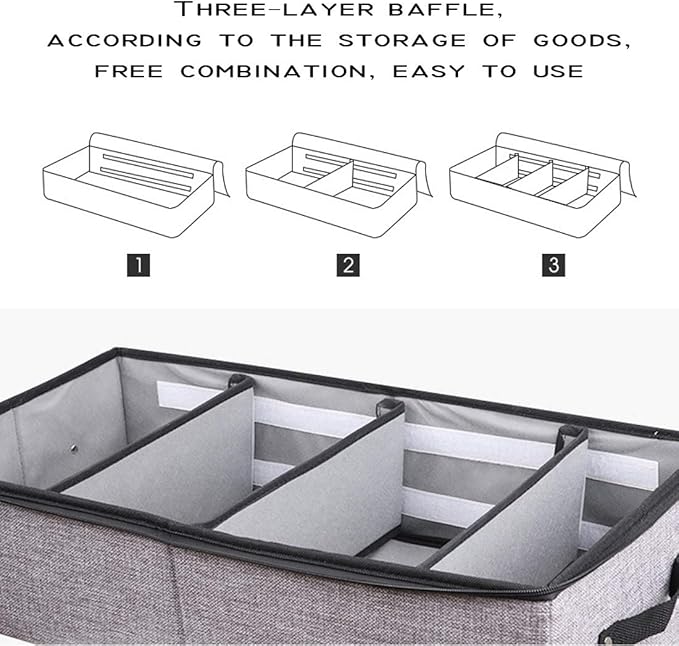 Foldable Under Bed Clothes Organizer with Lid, Gray