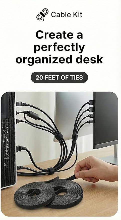 314 Piece Cord Organizer & Cable Management Set, All in One Desk and TV Cable Management Kit with Clips, Sleeves, Ties, Mounts for Home Office Perfect Tech Organizer Scissors & Travel Case Included
