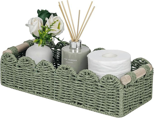 Toilet Paper Storage Basket Scalloped Edge Home Decor Green Basket
