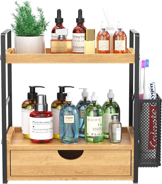 Bathroom Counter Organizer with Drawer and Basket