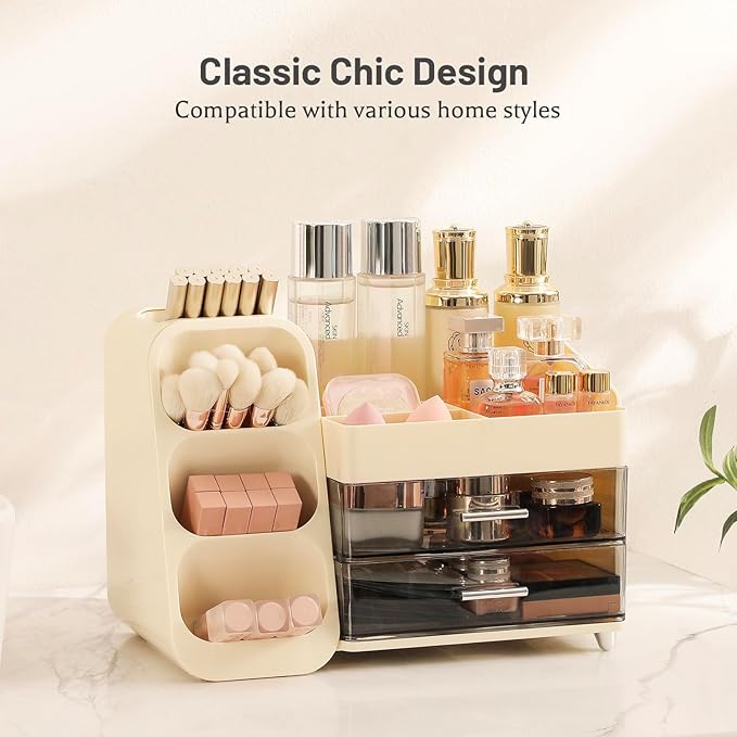 Makeup Organizer with Drawers, Large Bathroom Countertop Storage for Vanity
