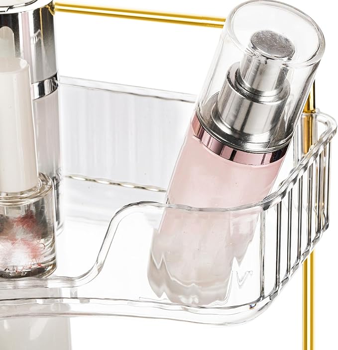 3 Tiers Corner Bathroom Counter Organizer, Clear Countertop Shelf Storage Rack