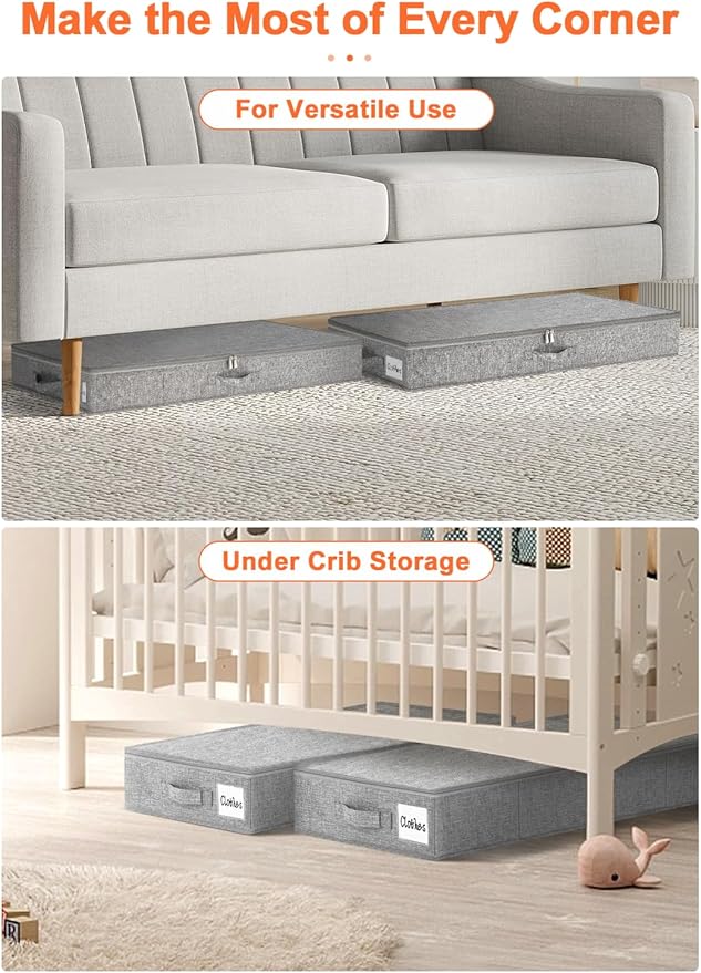 5 inches High Low Profile Under Bed Storage with Sturdy Sides & Bottom