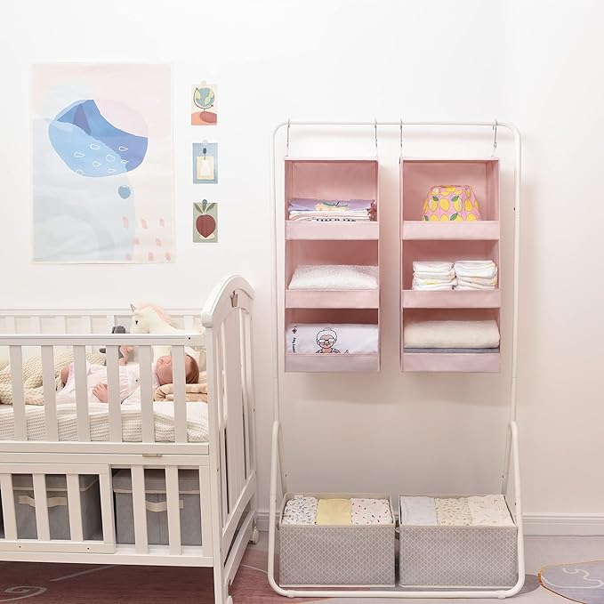 SAYS 3 Shelf Hanging Closet Organizers and Storage, Pink