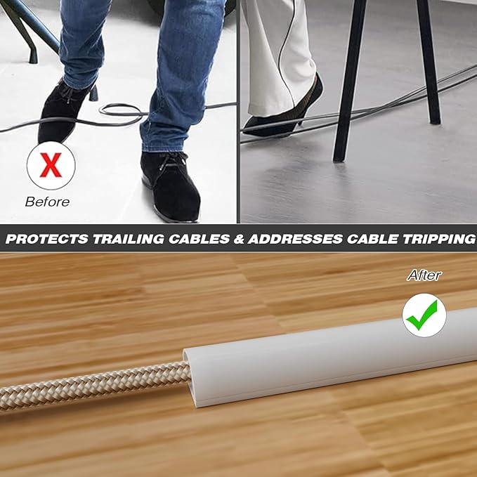 39" Silicone Cord Hider for Wall Mount TV,Self-Adhesive Cable Hider for 1 Cord(1/4" Diameter),Cable Management Under Desk,Cord Organizer,Cable Raceway Home & Office Trim,Cord Concealer Channel,White