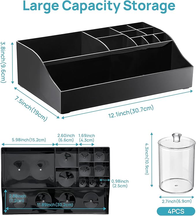 5 PCS Bathroom Countertop Organizer, Black