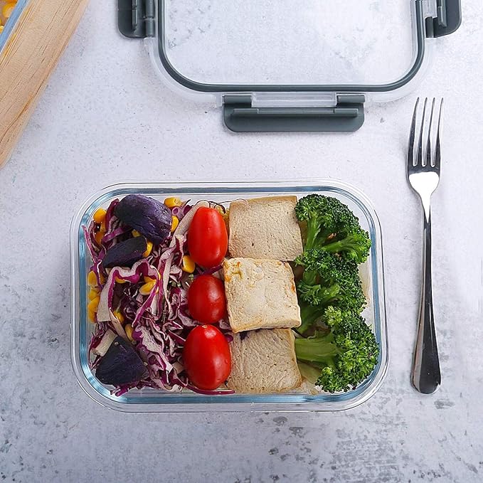 Glass Meal Prep Containers with Lids, 10-Pack, Green