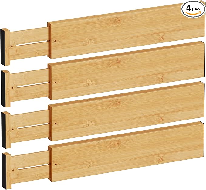 4" High Drawer Dividers Bamboo Separators Organization Expandable Organizers