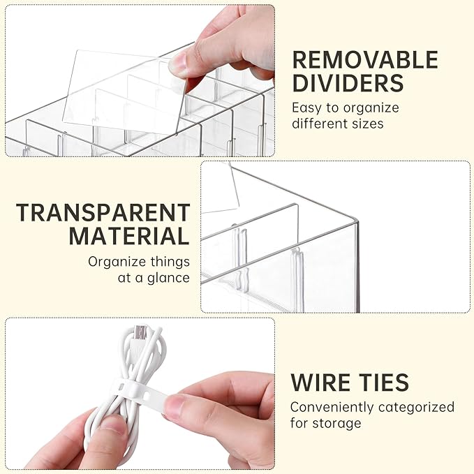 2Pcs Cable Charger Organizer Box