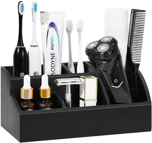 Bathroom Counter Organizer, Toothbrush Holder for Bathroom 5 Slot, Matte Black