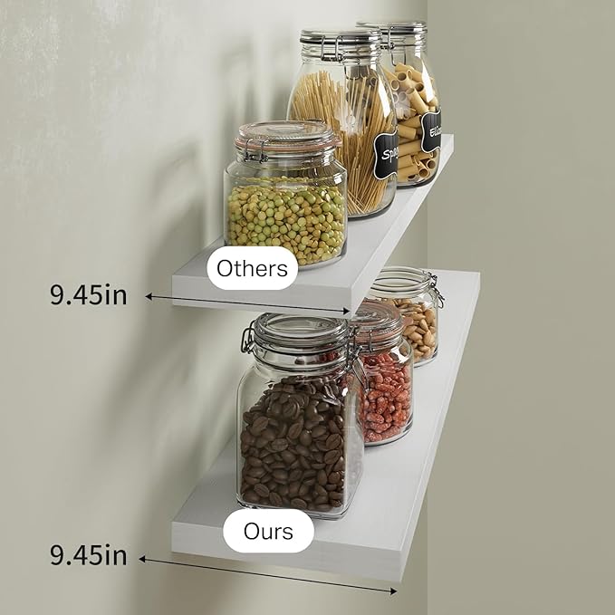 Floating Shelves for Wall, White,Set of 2