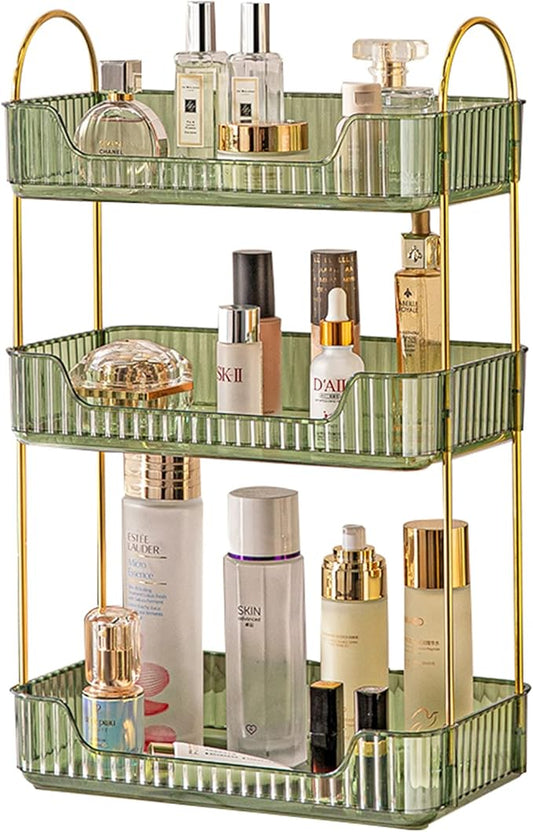 Shuang qing 3 Tier Bathroom Counter Organizer Countertop Storage, Green