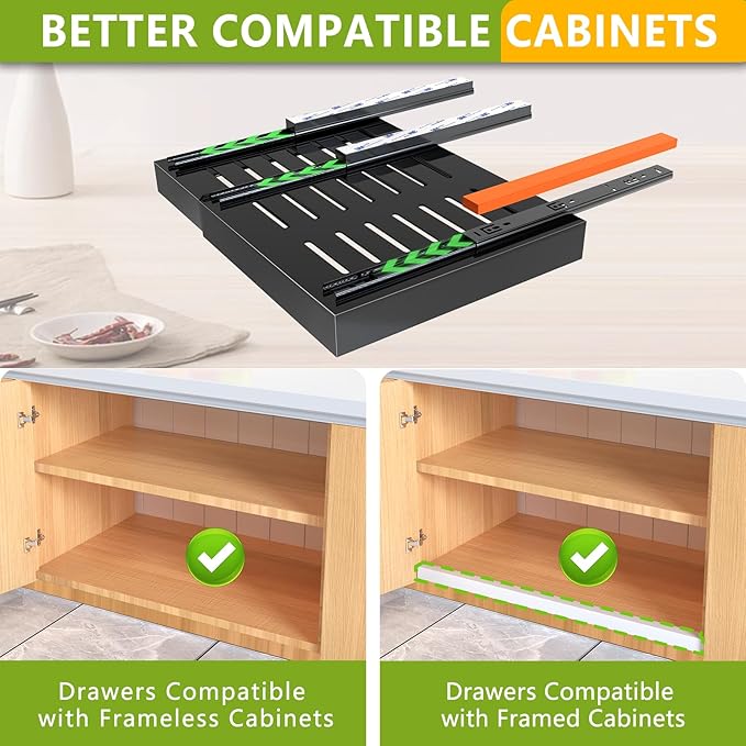Mlinavn Pull Out Cabinet Organizer 21" Deep Expandable Slide Out Drawer