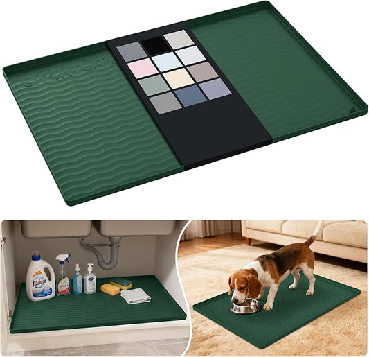 Waterproof Silicone Under Sink Mat 28'' x 19'' Shelf Liner for Kitchen, Green