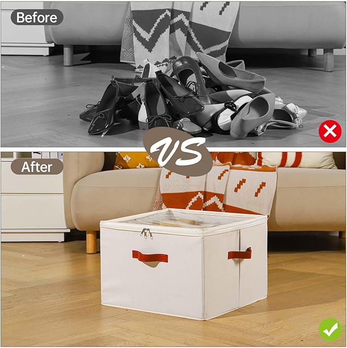 Shoe Organizer for Closet, 2 Pack Foldable Shoe Storage Containers