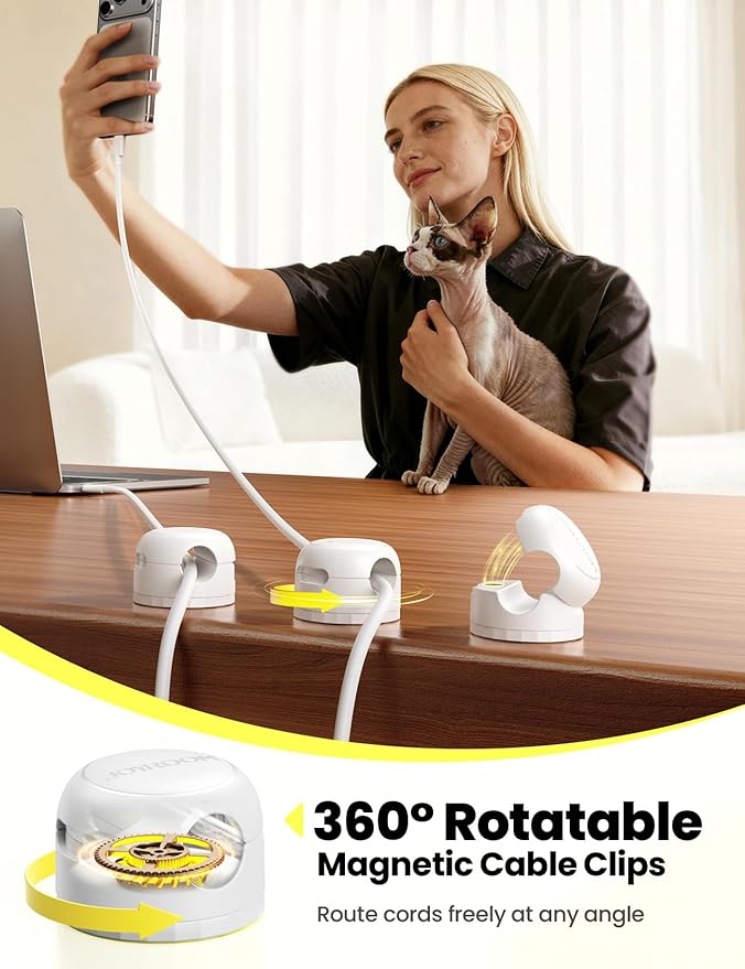 8-Pack JOYROOM Magnetic Cable Clips Organizer [Cord 360° Rotatable] Wire Keeper