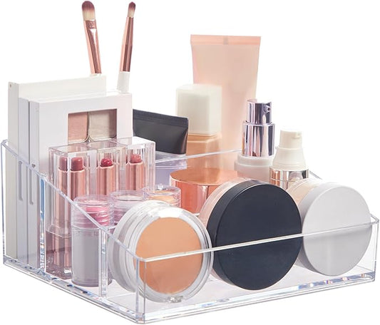 Clear Plastic Small Countertop Vanity Makeup Organizer