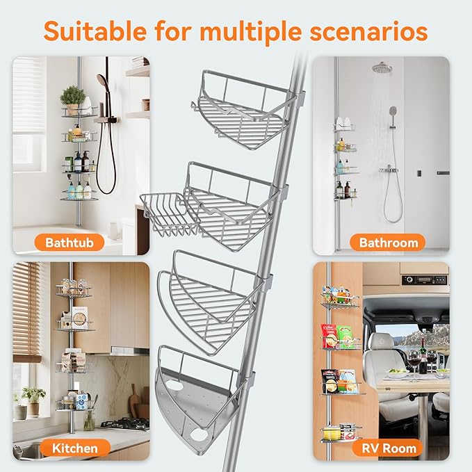 Corner Shower Caddy Tension Pole Rustproof