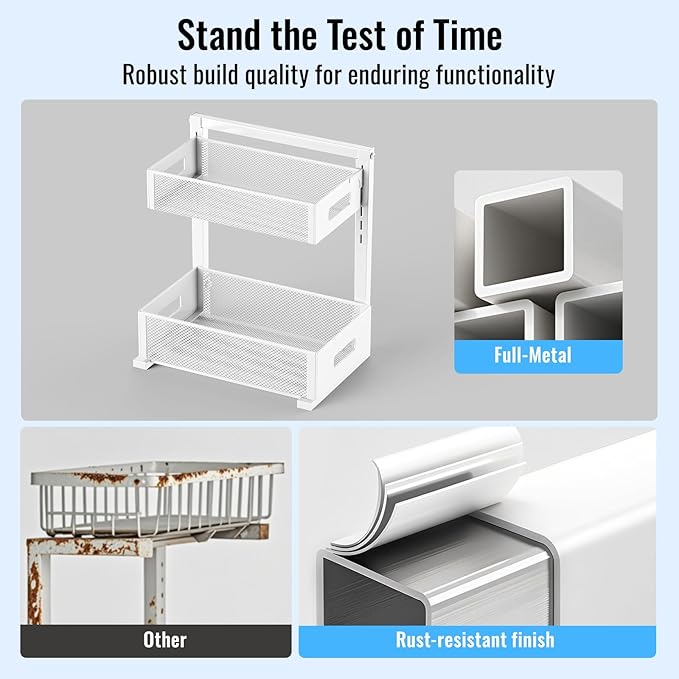 Full Metal Under Sink Organizer, Pull Out Cabinet Organizers and Storage