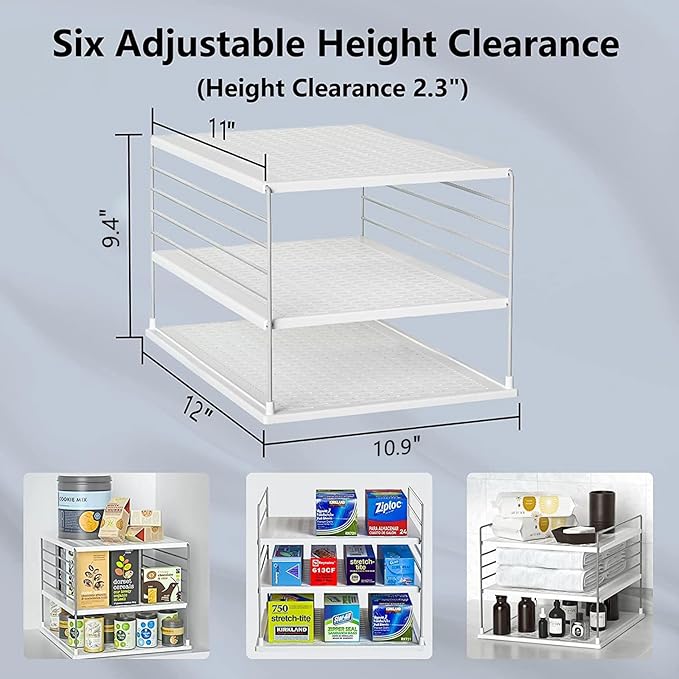 2 PACK Cabinet Organizer for Foil and Plastic Wrap- Divided Compartment Holder
