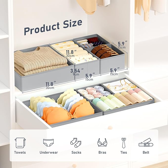 DIMJ Drawer Organizer Clothes Storage - 21 Pack Baby Dresser Organizer for Nursery Closet Organization, Fabric Drawer Organizer Bins for Underwears Socks Bras, Foldable Storage Dividers for Bedroom