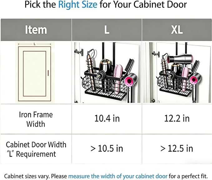 Hair Tool Organizer, 2026 Upgraded 3-in-1 Universal Hair Dryer Holder, Black