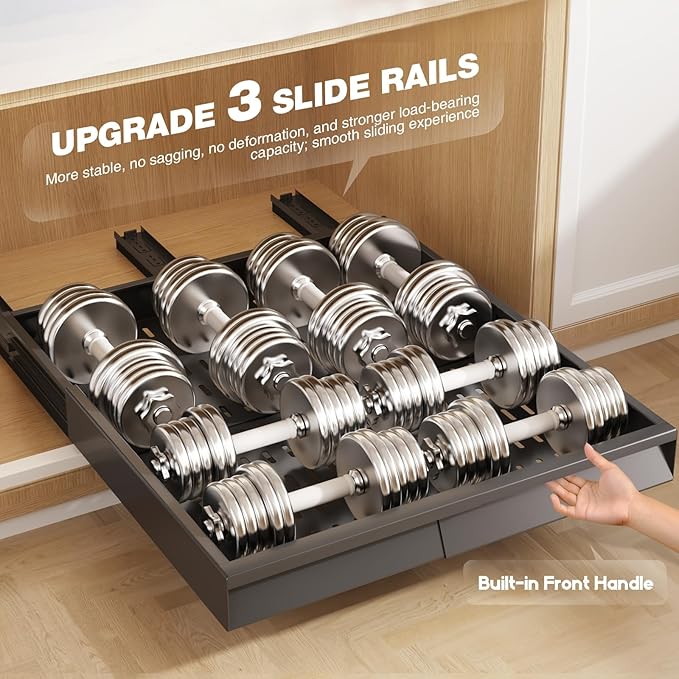 Seinloes Pull Out Cabinet Organizer, 4-Side Expandable to Fit Most Cabinets, 3 Rail Slide Out Drawers with Raising Pad for Framed & Frameless Cabinets, 13"-21" W x 17"-24" D, Black, 4 Pack