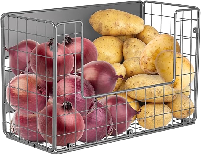 Magnetic Fridge Shelf, Fruit Potato & Onion Storage Bins, 1, Silver